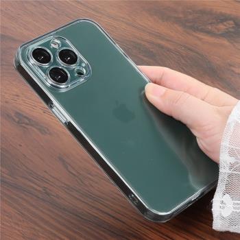 適用蘋果15透明鷹眼玻璃殼iPhone14promax手機殼自帶鏡頭膜13pro小眾男女潮款13pm帶防塵網全包12防摔保護套