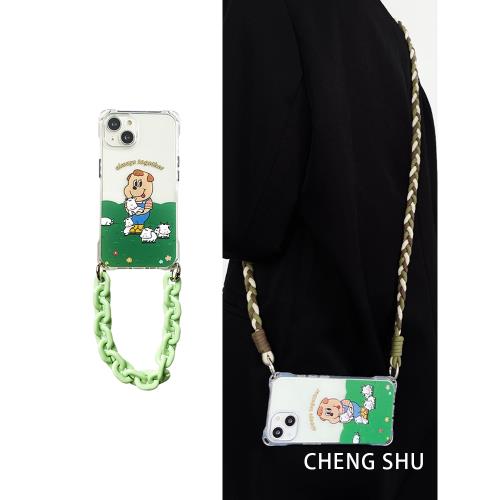 卡通iPhone16promax手機殼斜挎小熊適用蘋果15便攜斜背棉繩xsmax手提短鏈13小眾ins風可單肩掛繩14