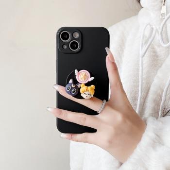 美少女戰士露娜貓13適用蘋果16promax手機殼立體卡通簡約iphone14帶氣囊支架12可愛女生款15plus黑色矽膠軟11