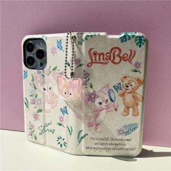 小眾少女達菲玲娜翻蓋皮套適用iPhone16promax手機殼15pro復古支架皮套14pro帶蓋殼13全包保護套12全包軟膠殼