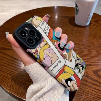 技芝 動漫飛天小女警適用IPhone13promax蘋果15 12 14手機殼11防摔xsmax新款16高階X全包Plus矽膠保護套軟女
