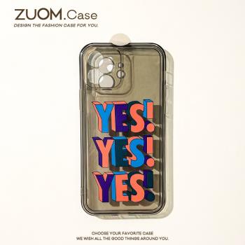 zuom 創意英文字母YES適用ip14蘋果13promax手機殼iphone12mini小眾個性11女新款s防摔x硅膠xr軟殼8p保護套7