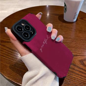 技芝 創意個性適用iPhone13ProMax矽膠蘋果16 15 12手機殼11防摔英文14 XsMax新款plus保護套軟潮豎皮紋男女