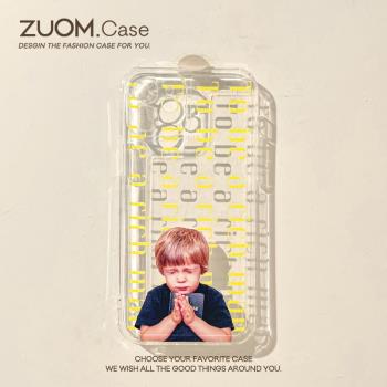 zuom簡約藝術祈禱男孩圖案適用ip14蘋果13手機殼iphone12promax新款mini防摔透明11潮r小眾8p硅膠軟殼7保護套