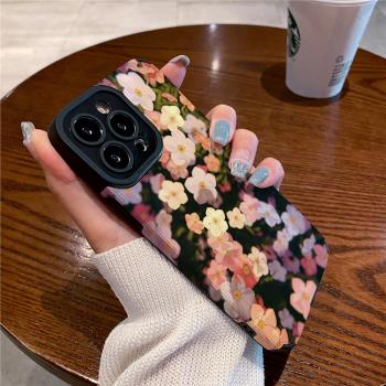 技芝 創意適用iPhone13ProMax矽膠蘋果16 15 12手機殼11防摔14 XsMax女plus個性彩繪花朵高階感保護套軟潮女
