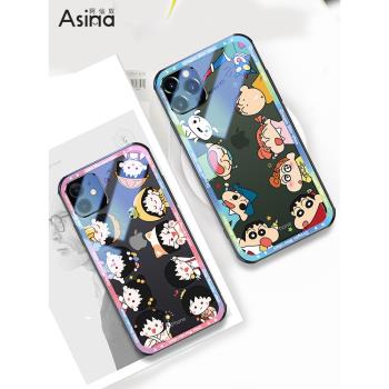 適用蘋果11手機殼透明玻璃iPhone11pro卡通女款高檔可愛鏡頭全包防摔11promax個性創意新款網紅ins風超薄