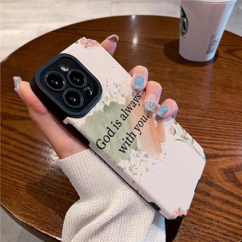 技芝 小眾適用iPhone13ProMax矽膠蘋果16 15 12手機殼11防摔14 XsMax女plus彩繪英文高階全包保護套軟潮男女