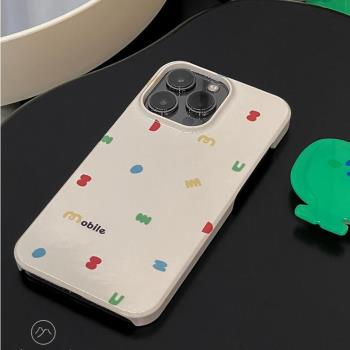 ins風可愛米色菲林字母適用iPhone14promax蘋果手機殼半包光面13pro12/11xs硬殼磨砂全包裸機春天開學男女潮