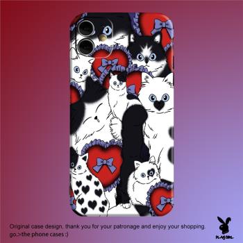PlayGirl原創愛心貓咪可愛手機殼適用于蘋果iphone/安卓任意機型