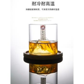 和風四季日式觀山杯藏山杯高硼矽玻璃杯水杯茶杯杯子威士忌酒杯