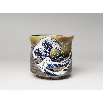 日本進口九谷燒富士山陶瓷杯水杯凱風快晴湯吞茶杯咖啡杯禮物杯子