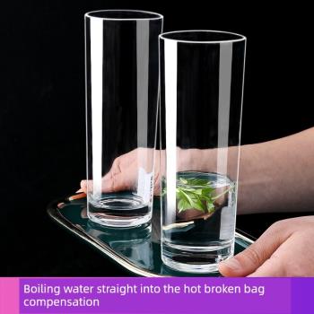 直筒透明玻璃杯簡約家用水杯套裝耐熱泡茶杯子綠茶杯牛奶杯耐高溫