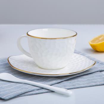 金邊骨瓷歐式輕奢陶瓷咖啡杯美式小奢華咖啡杯碟套裝家用下午茶杯