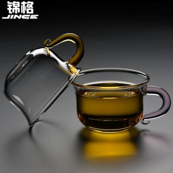 錦格玻璃小茶杯功夫茶具泡茶個性杯子帶把耐熱透明玻璃杯家用便攜