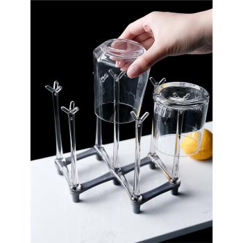 日本創意可折疊杯架玻璃杯水杯桌面杯子收納架咖啡茶杯倒掛瀝水架