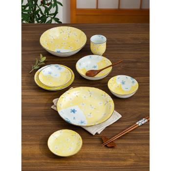 陶趣居 日式櫻花餐具套裝 日本京櫻釉下彩瓷碗套盤子碗家用陶瓷碟
