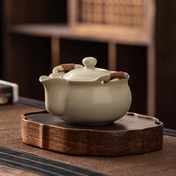 米黃汝窯家用蓋碗茶杯防燙單個泡茶不燙手手抓壺茶碗高階茶具