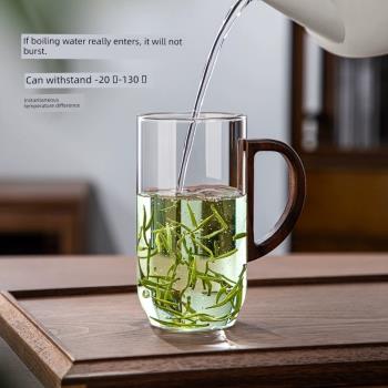 玻璃茶杯耐熱加厚泡茶杯綠茶杯個人專用家用辦公室帶把手喝水杯子