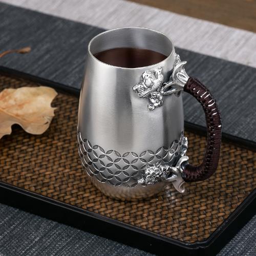 銀器時代純手工銀茶杯純銀999銀杯子功夫純銀杯歐式馬克杯茶缸子