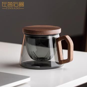 左茗右器女士玻璃杯泡茶杯茶水分離辦公室男士帶把手喝茶水杯杯子