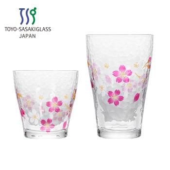 東洋佐佐木櫻花水晶玻璃杯日本進口客廳茶杯可愛少女水杯錘紋杯子