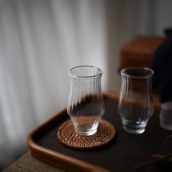 復古日式透明玻璃茶杯品茗杯單杯主人杯手工水杯雞尾酒酒杯咖啡杯