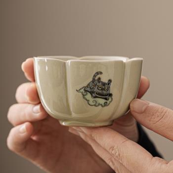 蜜合釉如虎添翼陶瓷茶杯主人杯家用泡功夫茶專用單個小老虎品茗杯