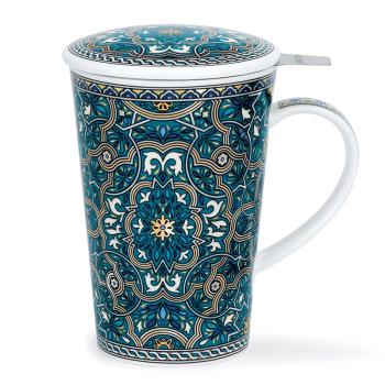 現貨DUNOON骨瓷馬克杯伊斯蘭藝術幾何圖案茶杯陶瓷杯碟套裝帶蓋杯