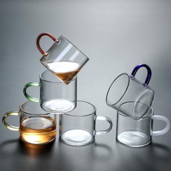 玻璃小茶杯透明耐熱家用帶把杯子功夫茶具主人杯品茗杯小號茶杯