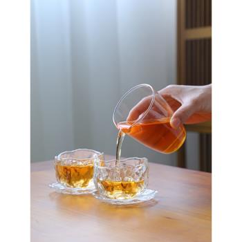 耐熱玻璃磨砂品茗杯功夫茶具盞主人杯單杯個人專用透明杯子小茶杯