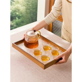 竹木茶盤托盤長方形商用家用放茶杯竹制水杯收納中式簡約大號盤子