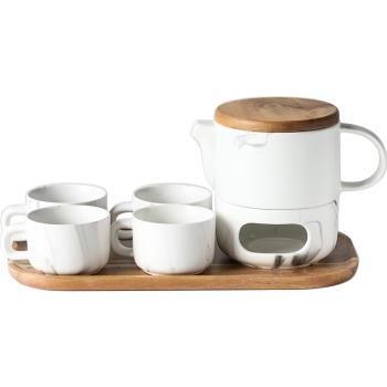 7件套功夫茶具套裝 帶過濾花茶壺功夫茶杯茶盤加熱保溫
