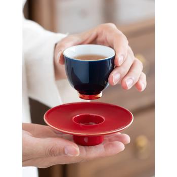 故宮文創陶瓷品茗杯子家用功夫茶具杯墊茶托小茶杯小茶碗主人杯碟