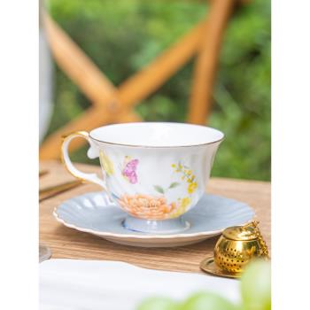 英式輕奢陶瓷咖啡杯碟帶勺歐式奢華家用下午茶杯具骨瓷套裝禮盒