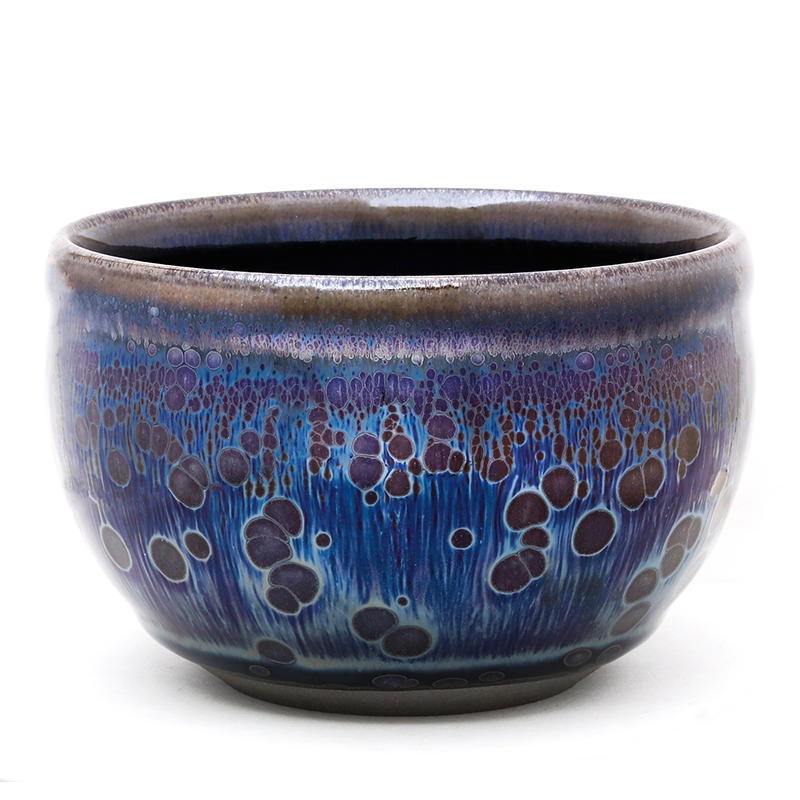 清光緒時代 紫金釉青花草虫文杯 压手杯 茶道具　茶杯 盃 煎茶碗(F-74) 建盞茶杯飛惺非遺傳承人手工制作彩金油滴茶盞功夫茶具主人杯禮盒|茶杯