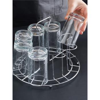 不銹鋼杯子收納置物架廚房臺面茶杯咖啡杯馬克杯放杯子神器收納架