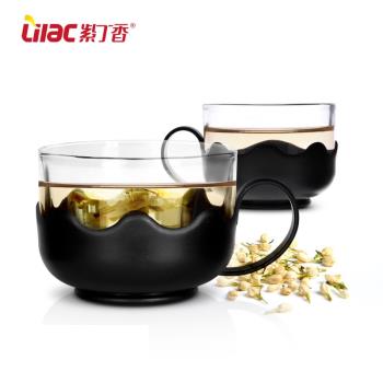 紫丁香 耐熱加厚玻璃杯帶柄茶杯水杯品茗杯創意杯子透明功夫茶杯