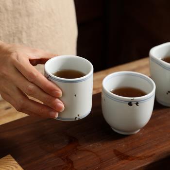 日式陶瓷茶杯酒店擺臺茶杯杯子創意早茶樓杯子餐廳飯店小號口杯子