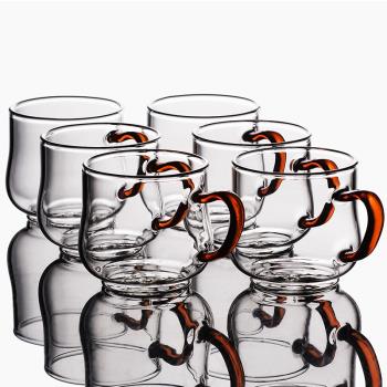 品茗杯帶把玻璃茶杯耐熱耐高溫透明杯子功夫茶具配件個人茶杯小號