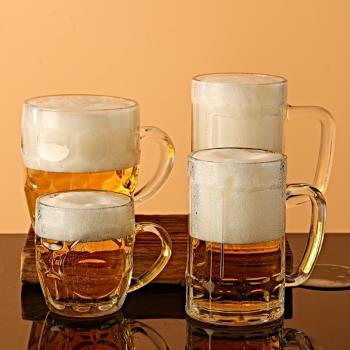 帶把手玻璃杯子啤酒杯家用杯水杯夏季扎啤喝水泡茶大容量帶把茶杯