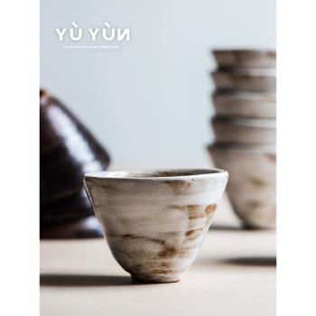 昱韻 手作柴燒品茗杯 功夫茶杯純手工主人杯單杯個人杯復古茶盞小