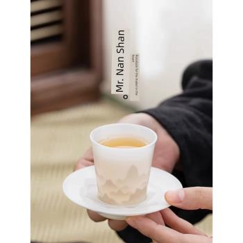 南山先生冰種玉瓷茶杯品茗杯家用單杯陶瓷個人專用主人杯杯墊高檔