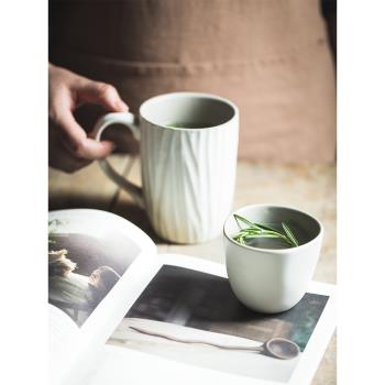 日式復古陶瓷咖啡杯水杯牛奶馬克杯粗陶懷舊手工水紋杯不規則茶杯