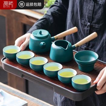 粗陶旅行茶具套裝戶外陶瓷功夫茶杯壺茶盤整套泡茶工具便攜收納包