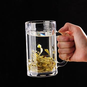 鋼化玻璃杯帶把手茶杯家用套裝防摔啤酒杯子耐高溫水杯泡茶杯男士