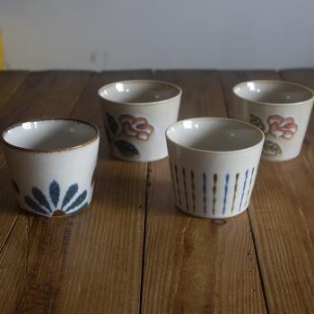 日本原裝進口餐具美濃燒陶瓷杯日式家用茶杯水杯和風杯子沖繩花