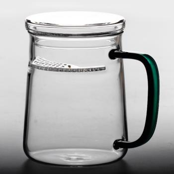 耐熱玻璃月牙杯 茶水分離一體茶漏泡茶杯 觀月玻璃杯花茶杯家用