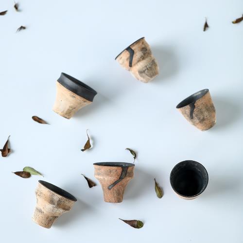 品杯粗陶侘寂風內金屬流動的她陶陶藝家作品系列瓷日式茶杯