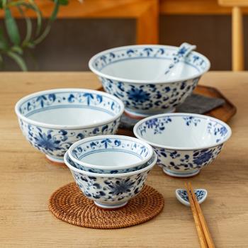 藍凜堂菊唐草碗盤碟米飯碗湯碗菜盤餐盤日本進口陶瓷家用餐具套裝