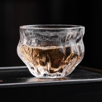 蓮小蓬水晶玻璃茶杯家用喝泡茶杯子日式功夫茶具主人杯品茗杯單個